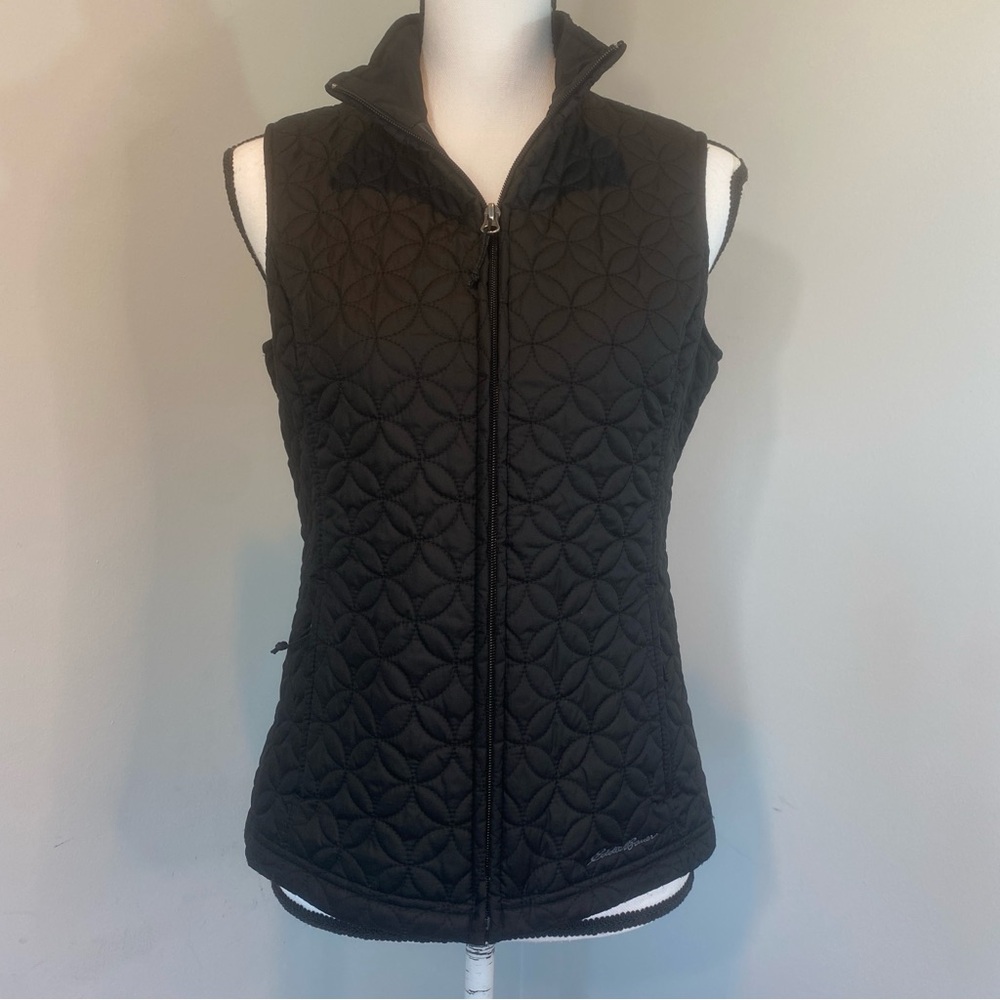 Eddie Bauer Black Quilted Puffer Vest Full Zip size XS Outdoor Active Gorpcore